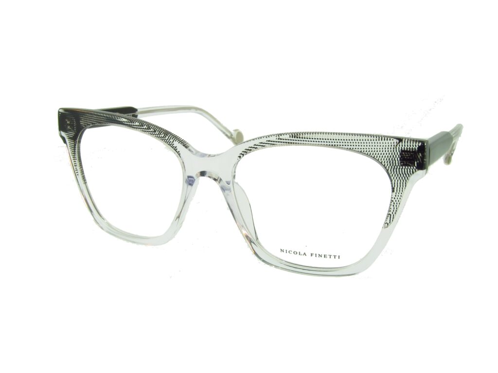 Nicola Finetti 972 Black Fabric & Crystal angled view showing temples