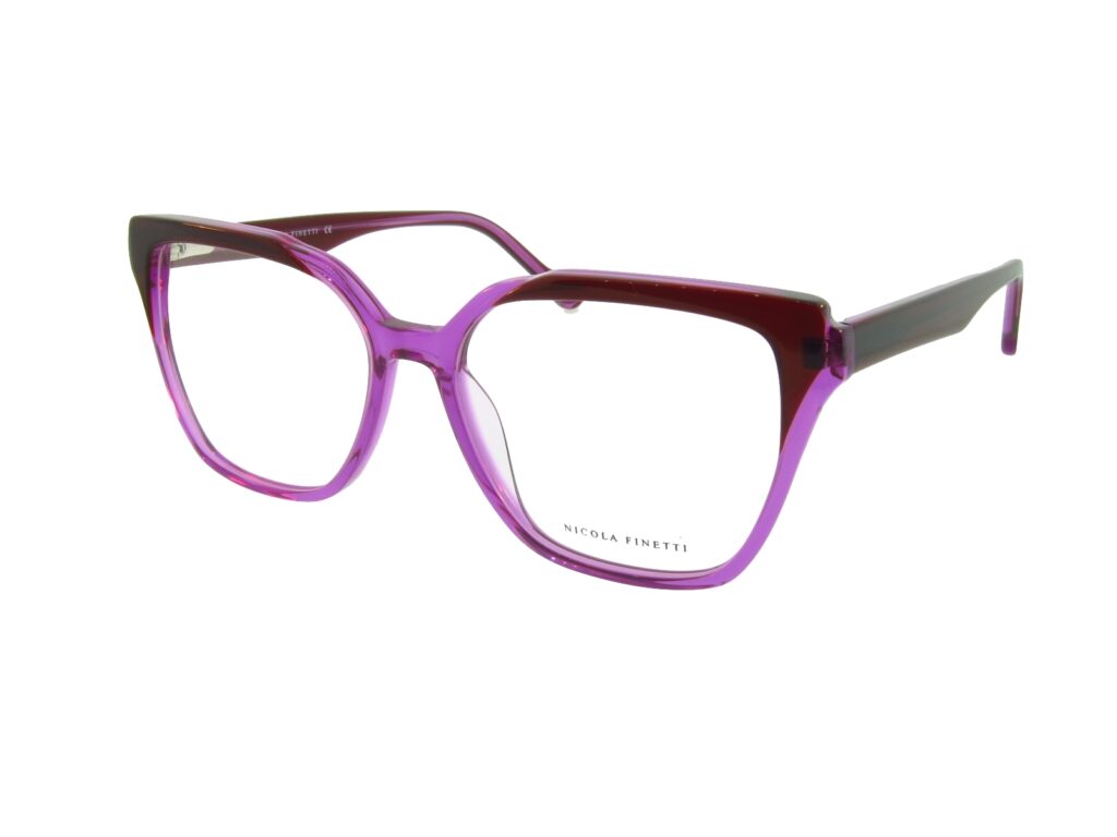 Nicola Finetti 974 Burgundy/Purple angled view showing temples