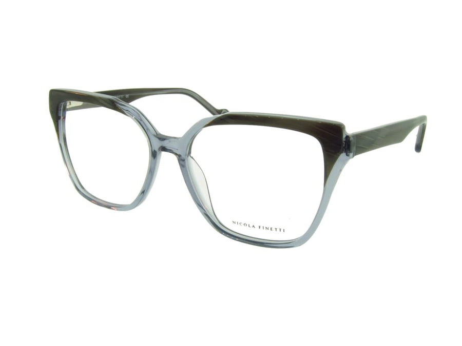 Nicola Finetti 974 Slate/Crystal Grey angled view showing temples