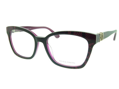 Nicola Finetti 994 Dk Burgundy & Magenta print angled view showing temples