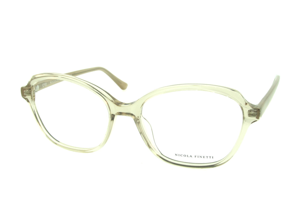 Nicola Finetti 894 Crystal Light Brown optical frame, three-quarter view