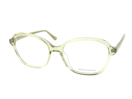 Nicola Finetti 894 Crystal Light Brown optical frame, three-quarter view