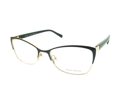 Nicola Finetti 907 Black & Gold optical frame, three-quarter view