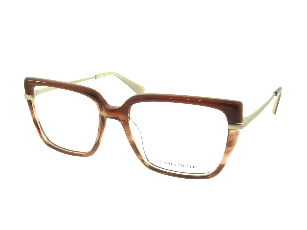 Nicola Finetti 937 Brown optical frame, three-quarter view