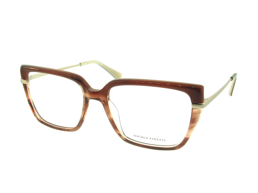Nicola Finetti 937 Brown optical frame, three-quarter view