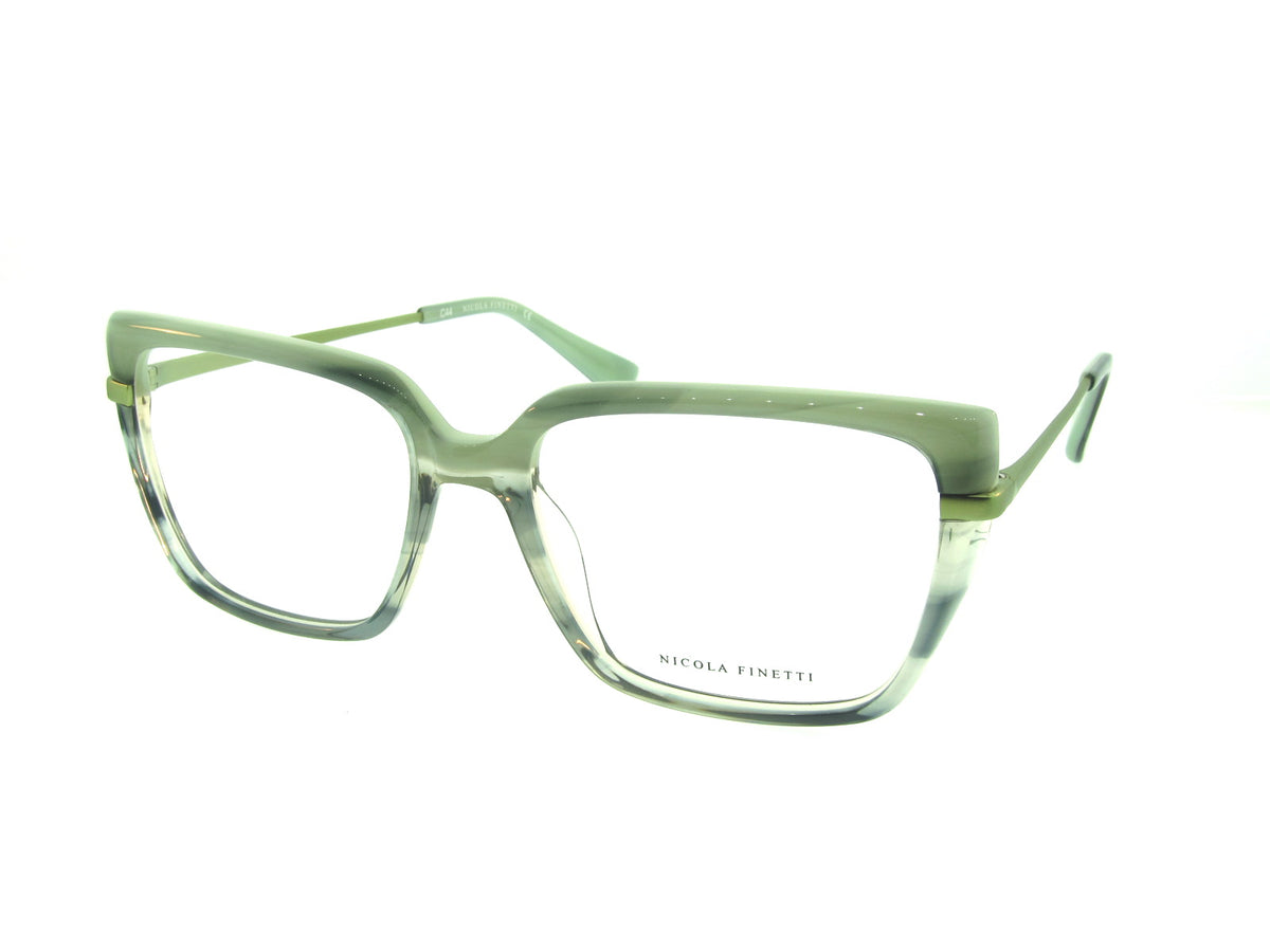 Nicola Finetti 937 Jade Green optical frame, three-quarter view