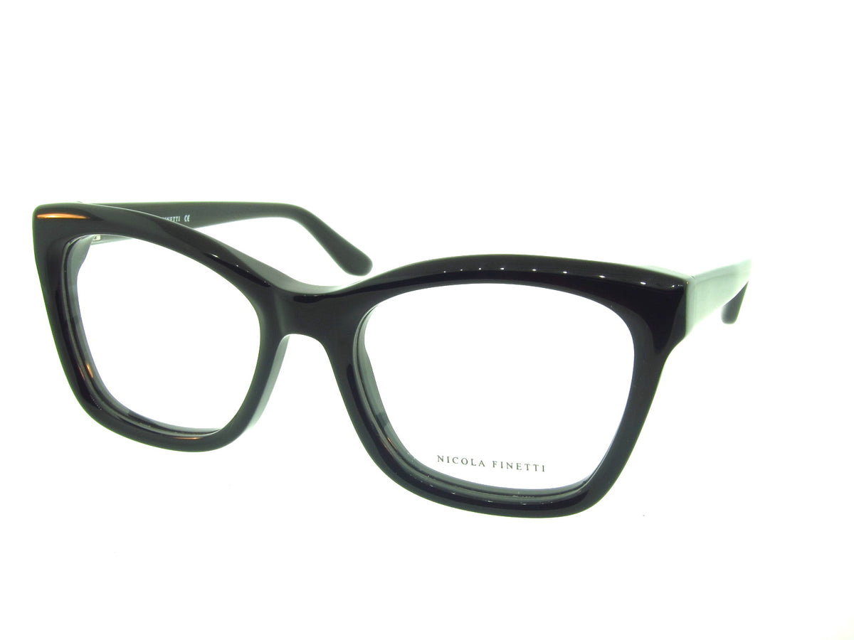 Nicola Finetti 940 Black optical frame, three-quarter view