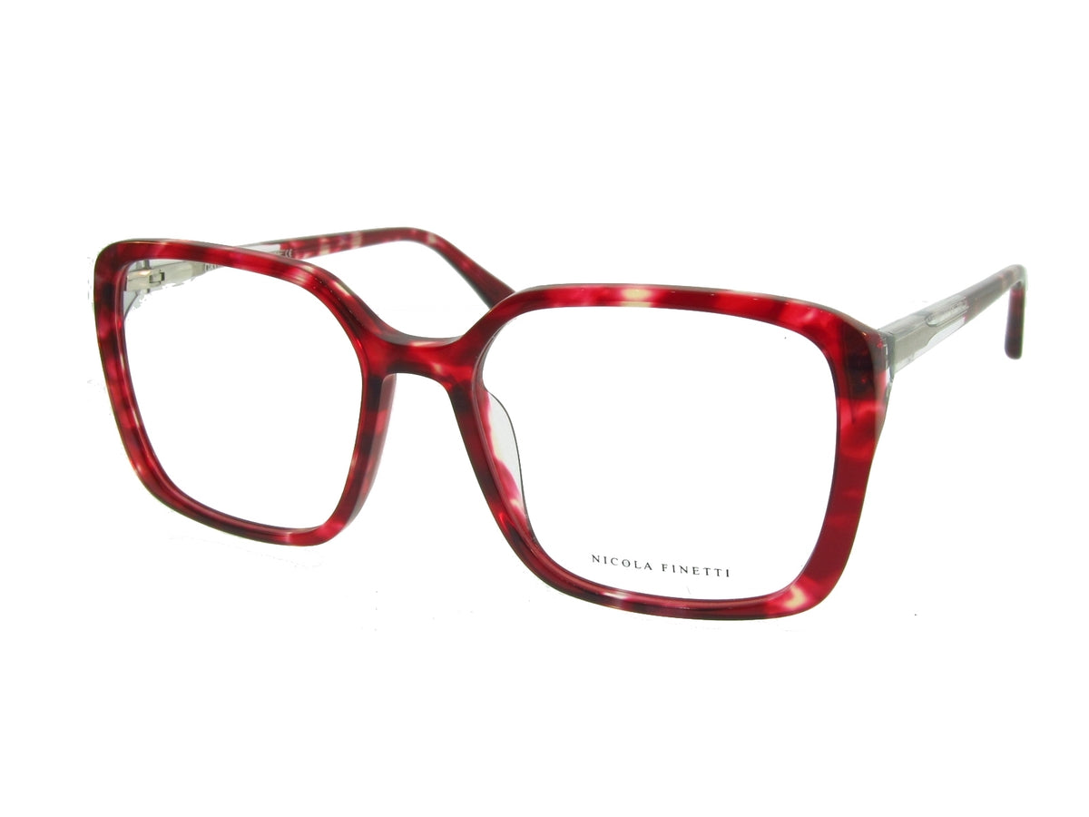 Nicola Finetti 949 Red Tortoise optical frame, three-quarter view