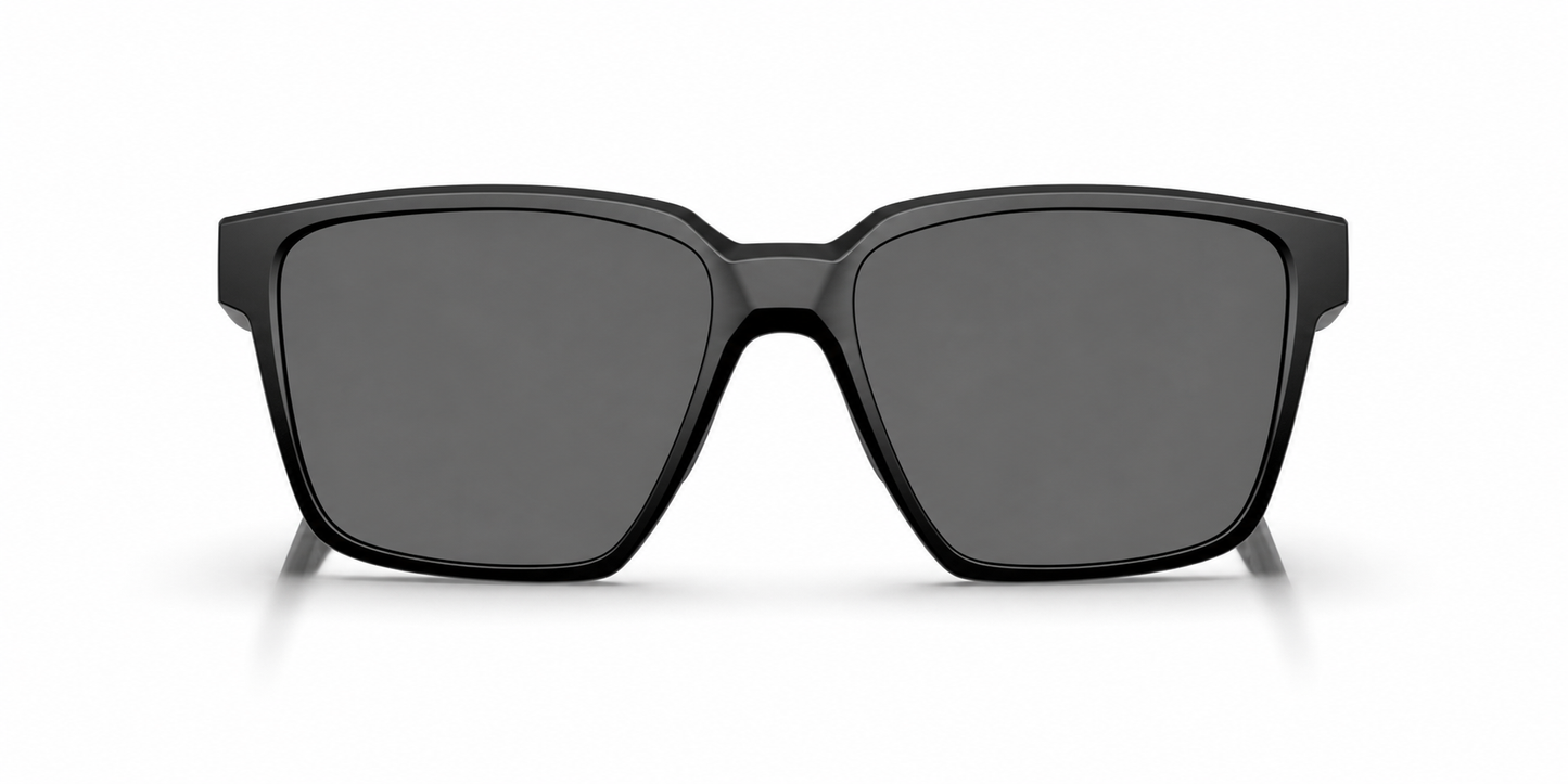 Oakley Actuator SQ Sunglasses front view - Colour: Matte Black - Lens: Grey solid tint - Media: Custom Polarised Grey solid tint