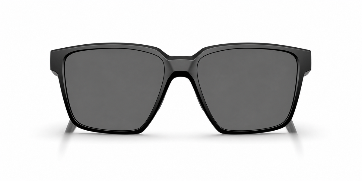 Oakley Actuator SQ Sunglasses front view - Colour: Matte Black - Lens: Grey solid tint - Media: Custom Polarised Grey solid tint