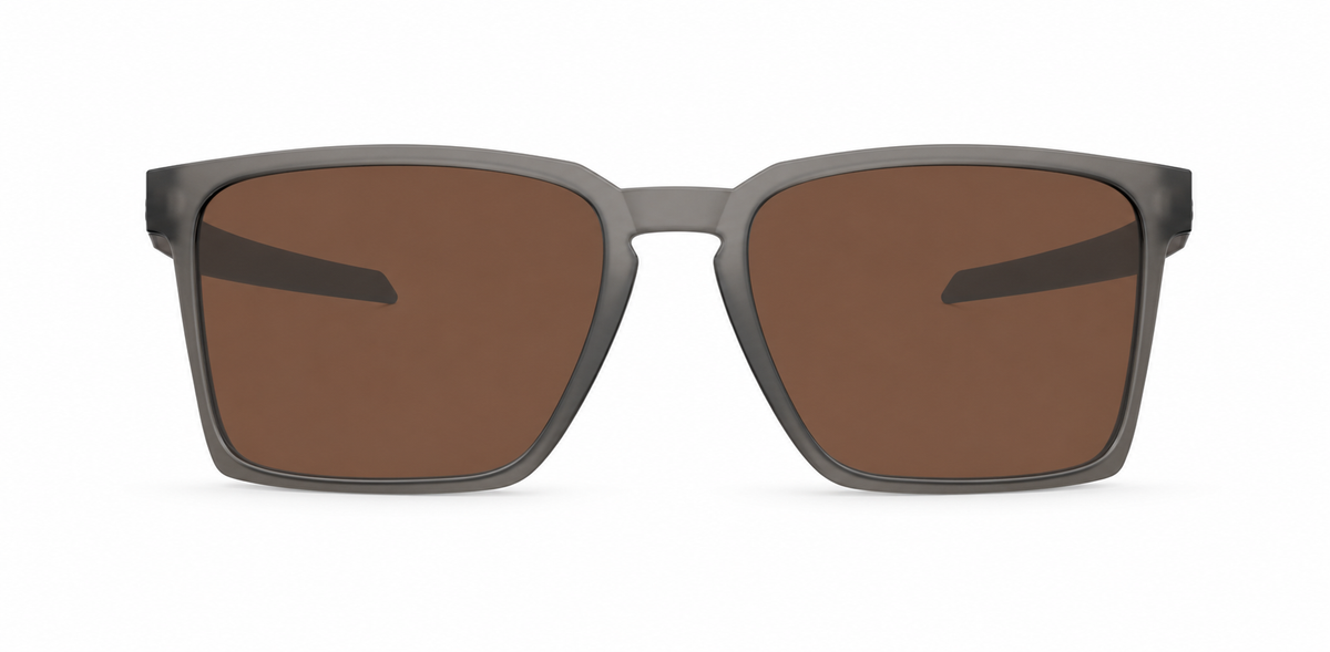 Oakley Exchange Sun Sunglasses front view - Colour: Satin Grey Smoke - Lens: Brown solid tint - Media: Custom Polarised Brown solid tint