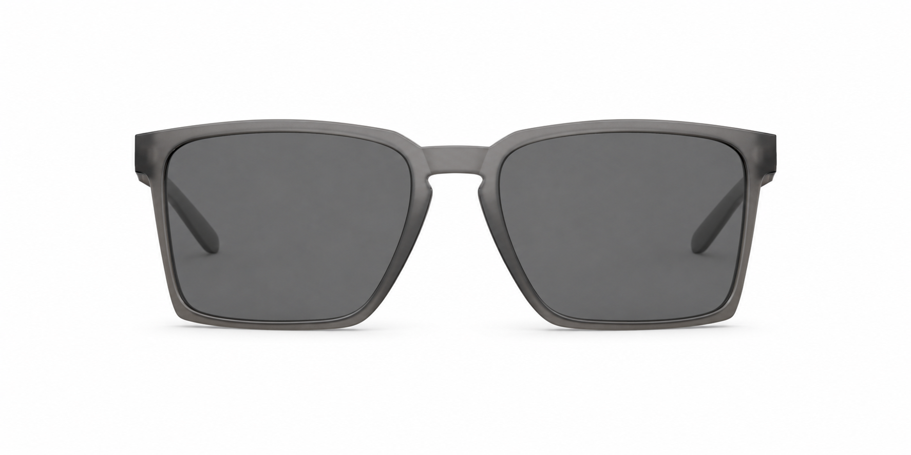 Oakley Exchange Sun Sunglasses front view - Colour: Satin Grey Smoke - Lens: Grey solid tint - Media: Custom Polarised Grey solid tint