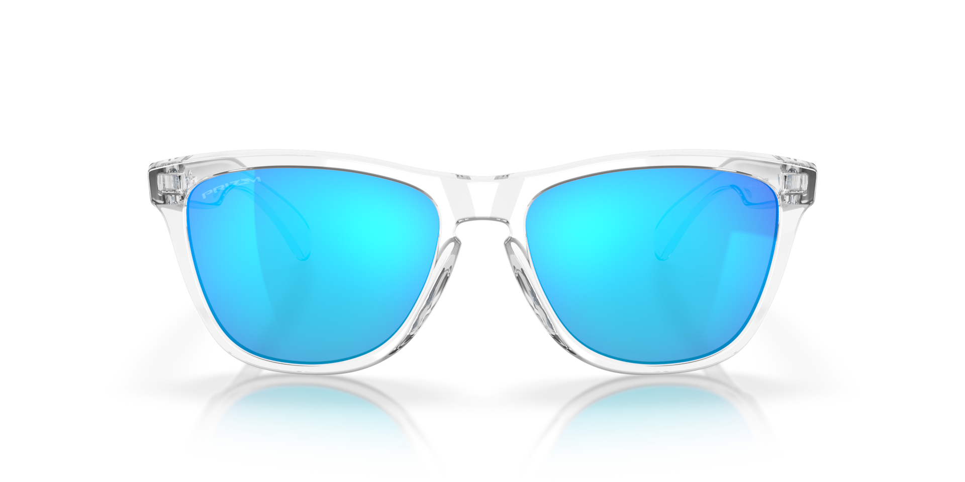 Oakley Frogskins XL Sunglasses front view - Colour: Crystal Clear / Prizm Sapphire