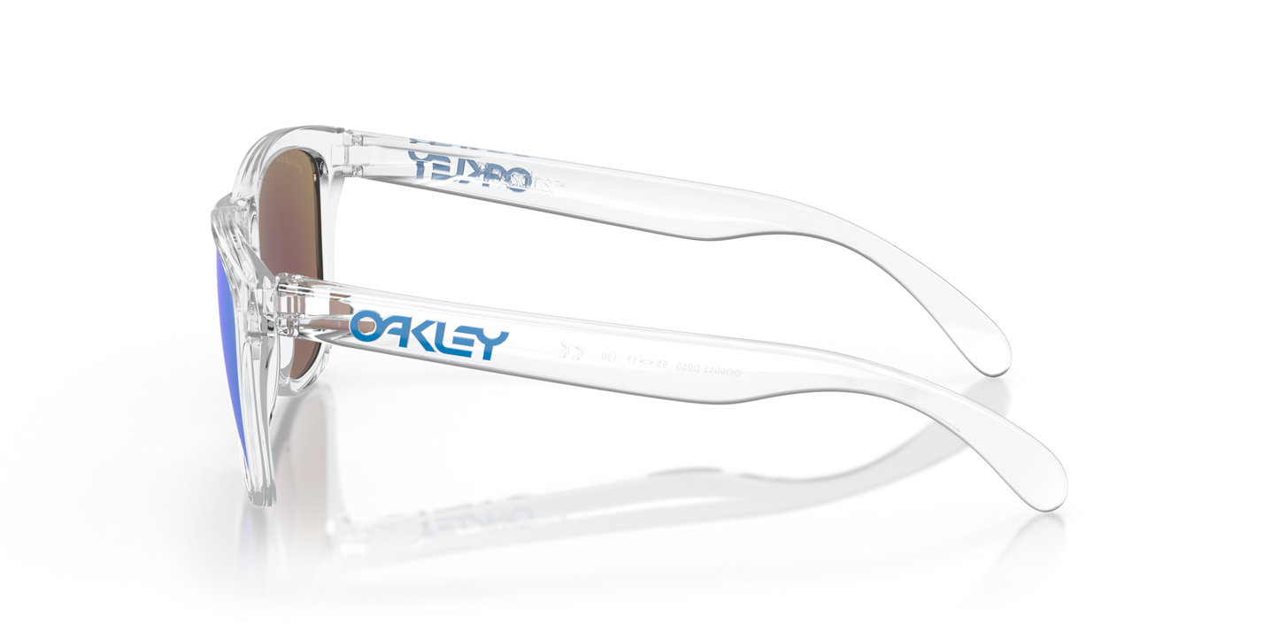 Oakley Frogskins XL Sunglasses side view - Colour: Crystal Clear / Prizm Sapphire