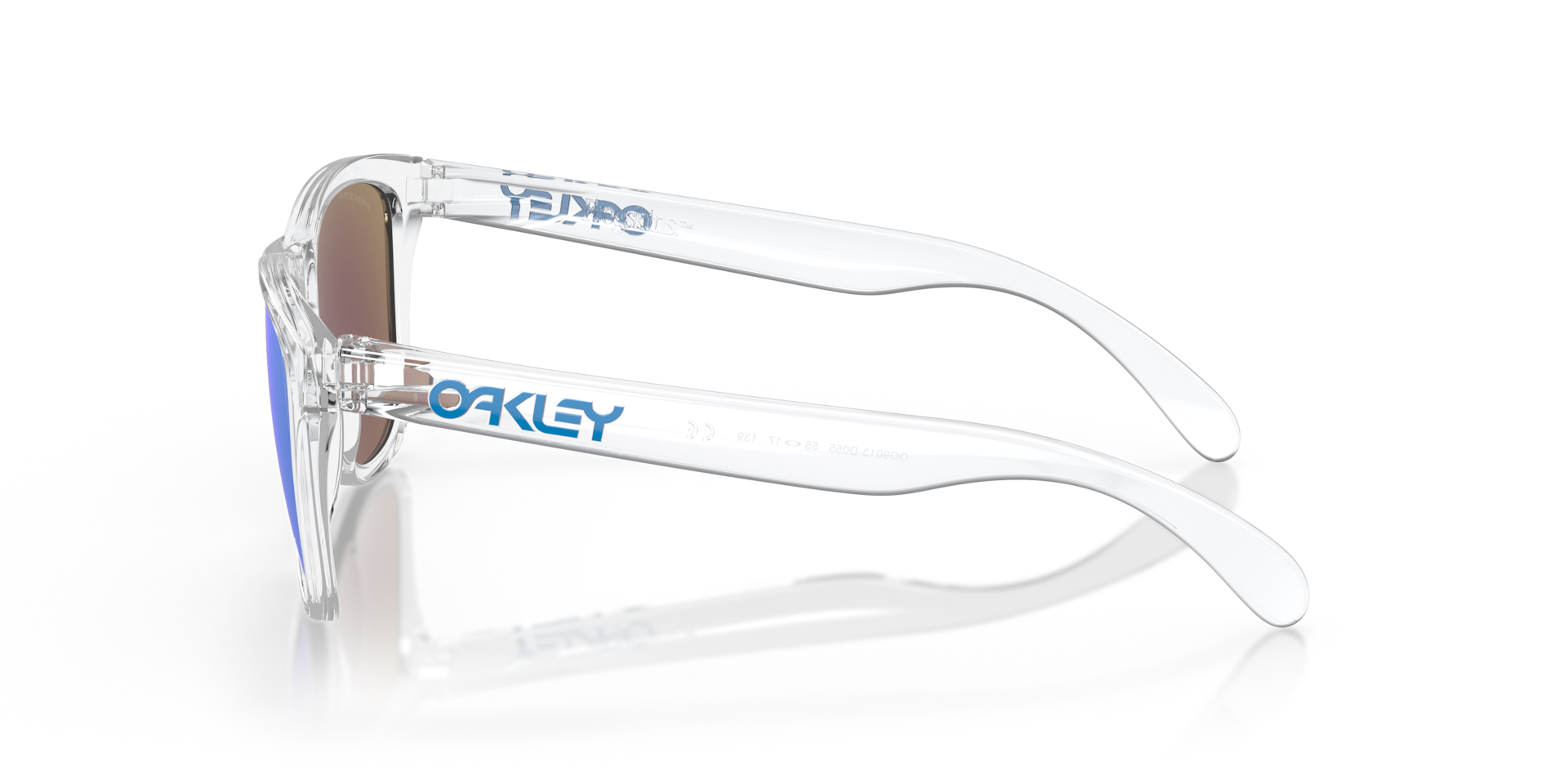 Oakley Frogskins XL Sunglasses side view - Colour: Crystal Clear / Prizm Sapphire
