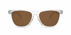 Oakley Frogskins XL Sunglasses front view - Colour: Crystal Clear - Lens: Brown solid tint - Media: Custom Polarised Brown solid tint