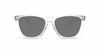 Oakley Frogskins XL Sunglasses front view - Colour: Crystal Clear - Lens: Grey solid tint - Media: Custom Polarised Grey solid tint