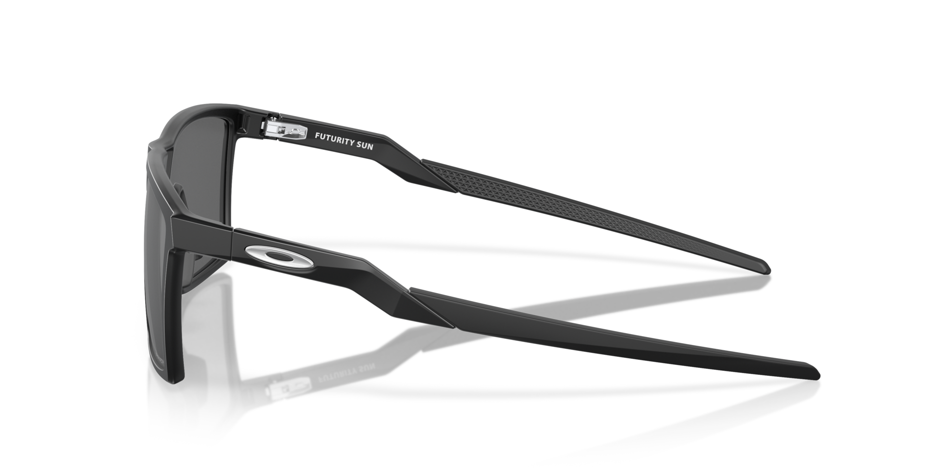 Oakley Futurity Sun Sunglasses side view - Colour: Satin Black / Prizm Black Polarised