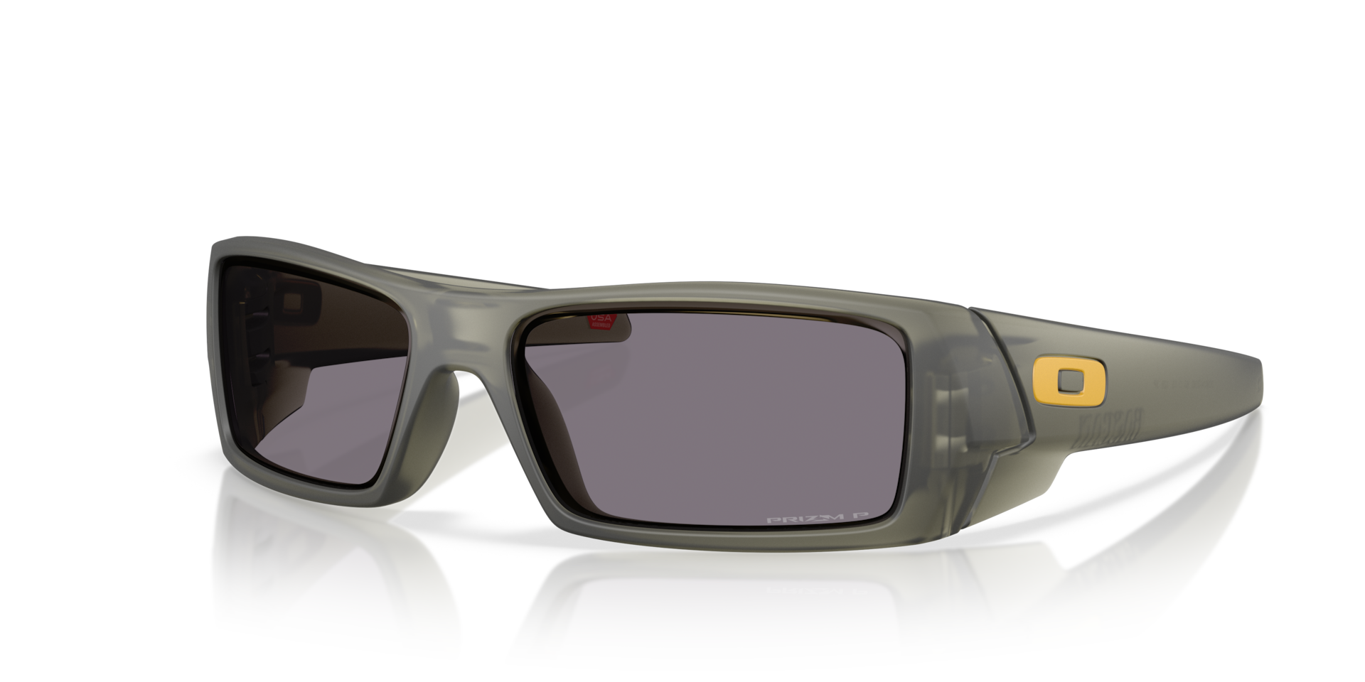 Oakley Gascan Sunglasses angle view - Colour: Matte Transparent Olive Ink / Prizm Grey Polarised