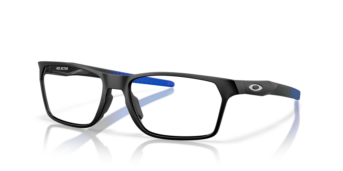 Oakley Hex Jector OX8032 Optical Frames angle view - Colour: Satin Black with Blue Detail