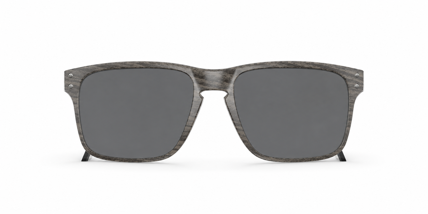 Oakley Holbrook Mix Sunglasses front view - Colour: Woodgrain - Lens: Grey solid tint - Media: Custom Polarised Grey solid tint