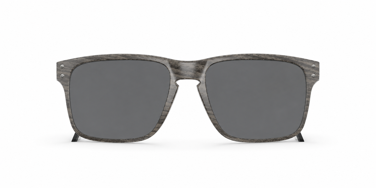 Oakley Holbrook Mix Sunglasses front view - Colour: Woodgrain - Lens: Grey solid tint - Media: Custom Polarised Grey solid tint