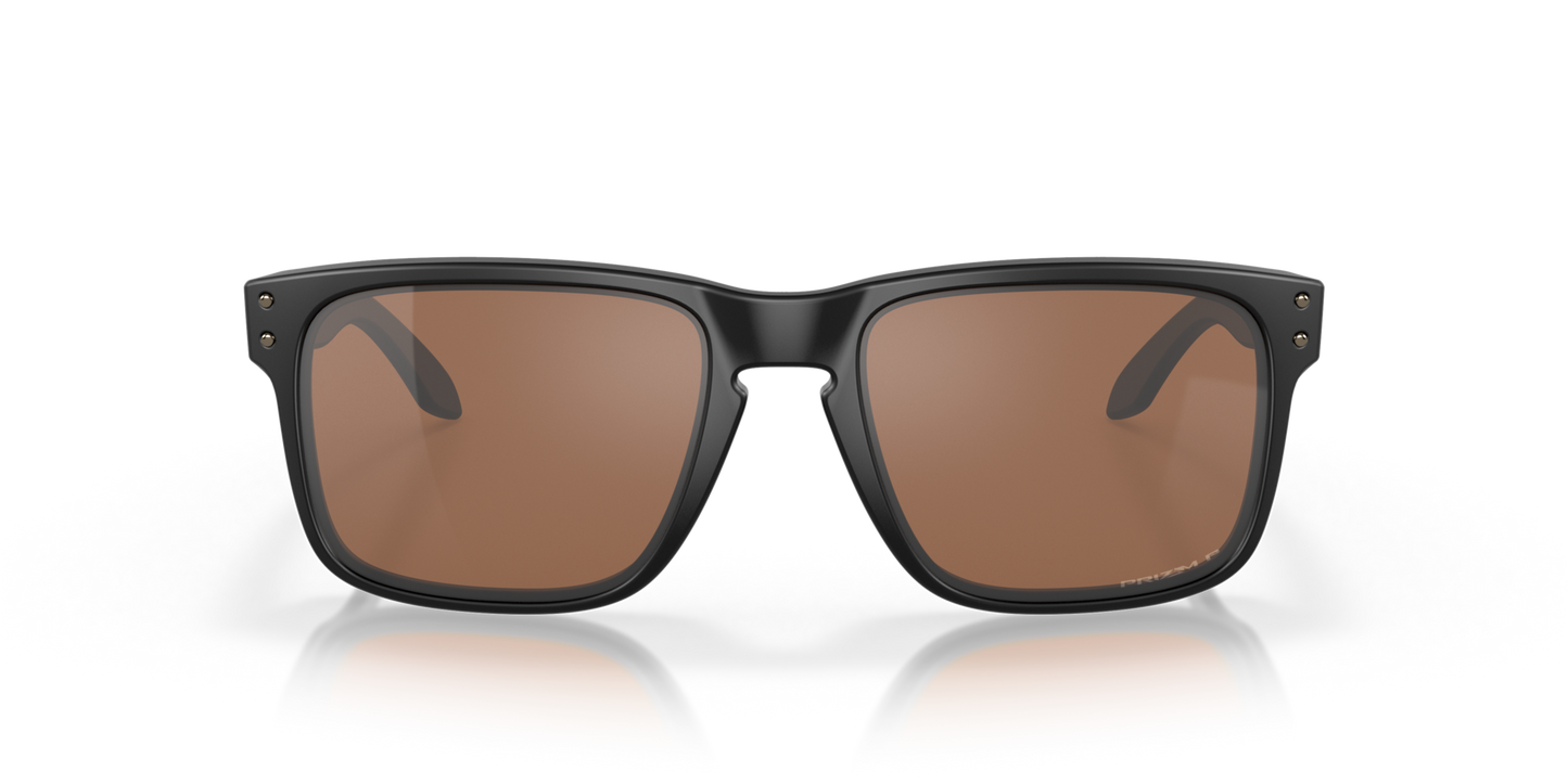 Oakley Holbrook Sunglasses front view - Colour: Matte Black / Prizm Tungsten Polarised