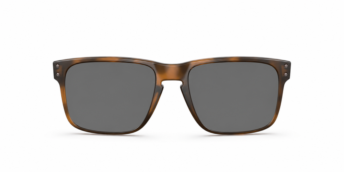 Oakley Holbrook Sunglasses front view - Colour: Matte Tortoise - Lens: Grey solid tint - Media: Custom Polarised Grey solid tint