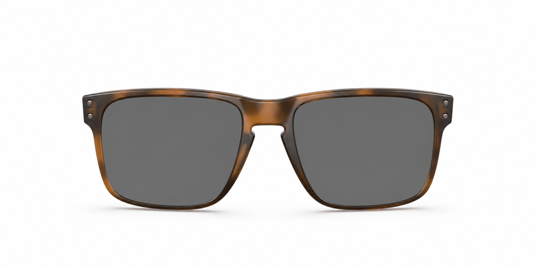Oakley Holbrook Sunglasses front view - Colour: Matte Tortoise - Lens: Grey solid tint - Media: Custom Polarised Grey solid tint