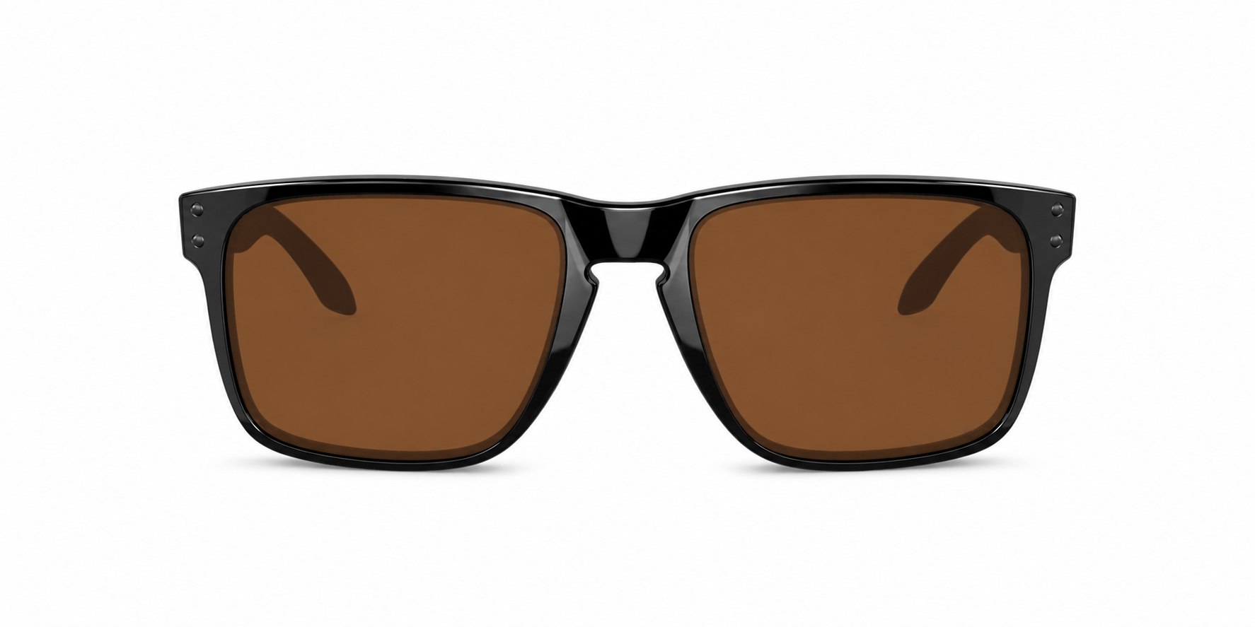 Oakley Holbrook XL Sunglasses front view - Colour: Polished Black - Lens: Brown solid tint - Media: Custom Polarised Brown solid tint