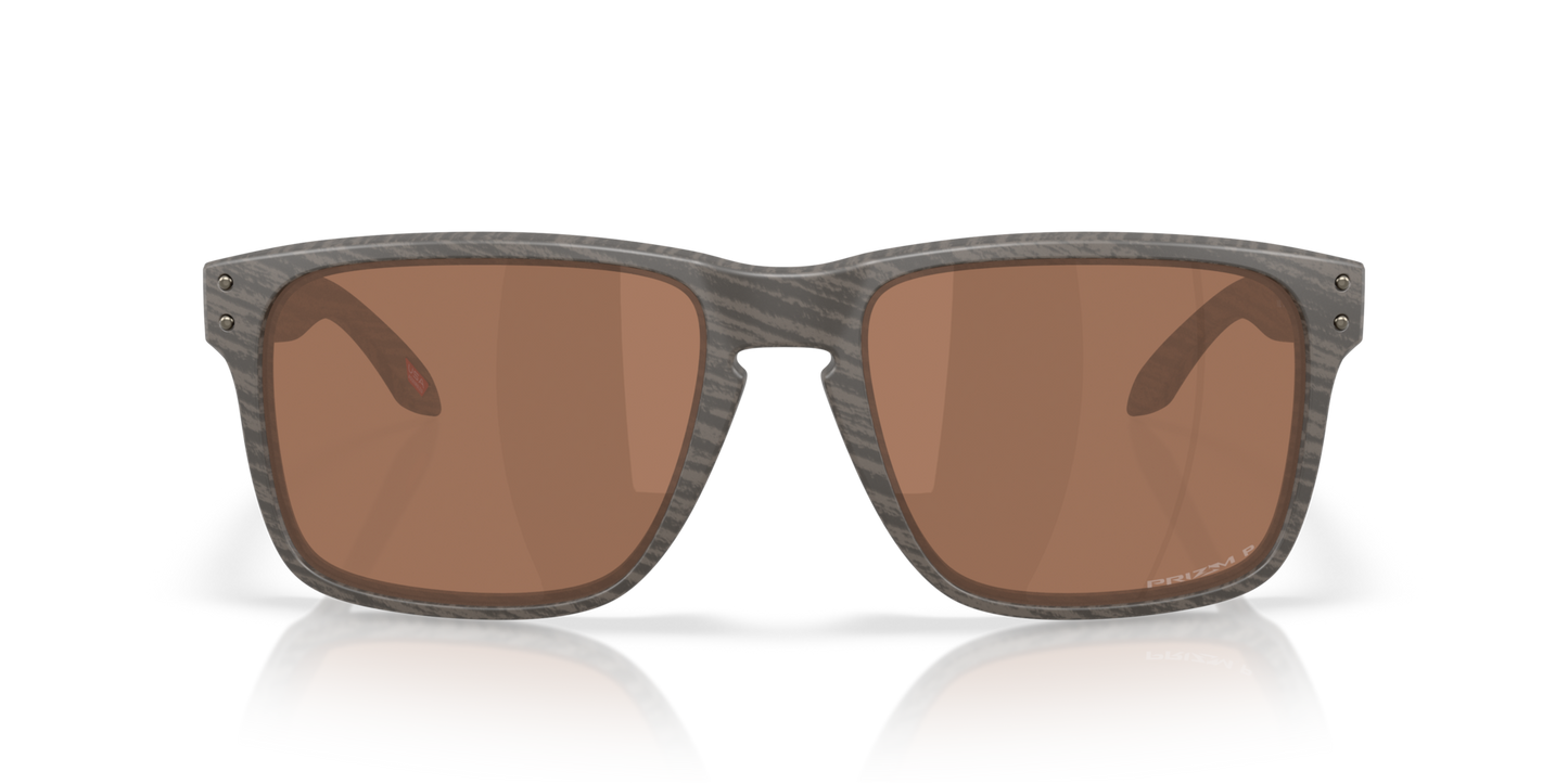 Oakley Holbrook XXL Sunglasses front view - Colour: Woodgrain / Prizm Tungsten Polarised