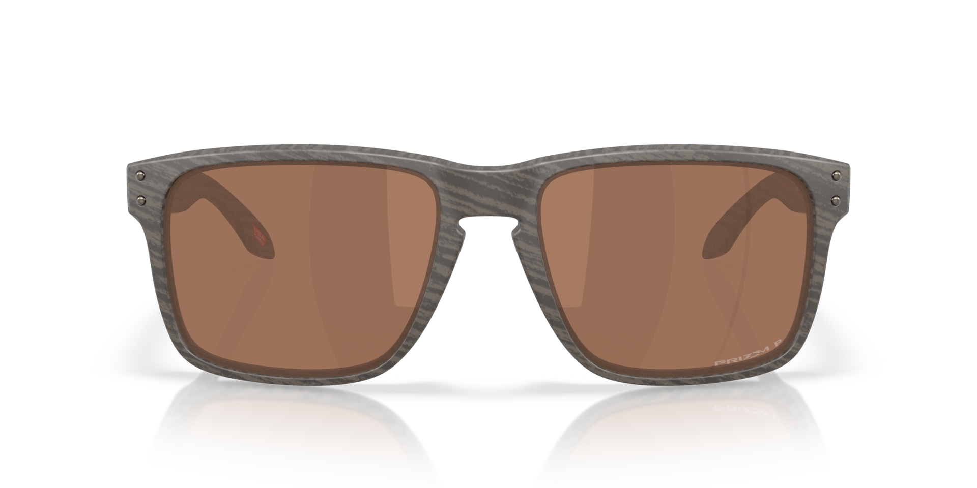 Oakley Holbrook XXL Sunglasses front view - Colour: Woodgrain / Prizm Tungsten Polarised