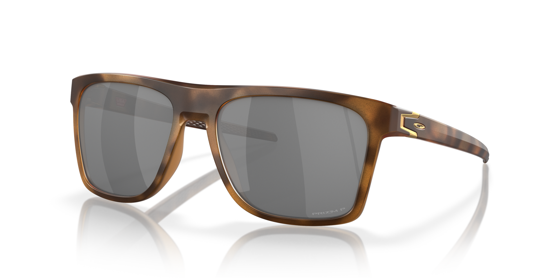 Oakley Leffingwell Sunglasses angle view - Colour: Matte Brown Tortoise / Prizm Tungsten