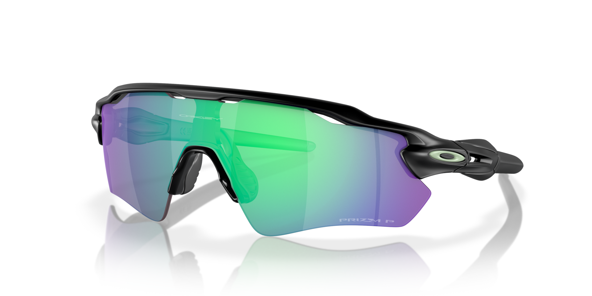 Oakley Radar EV Path Sunglasses angle view - Colour: Matte Black / Prizm Jade Polarised