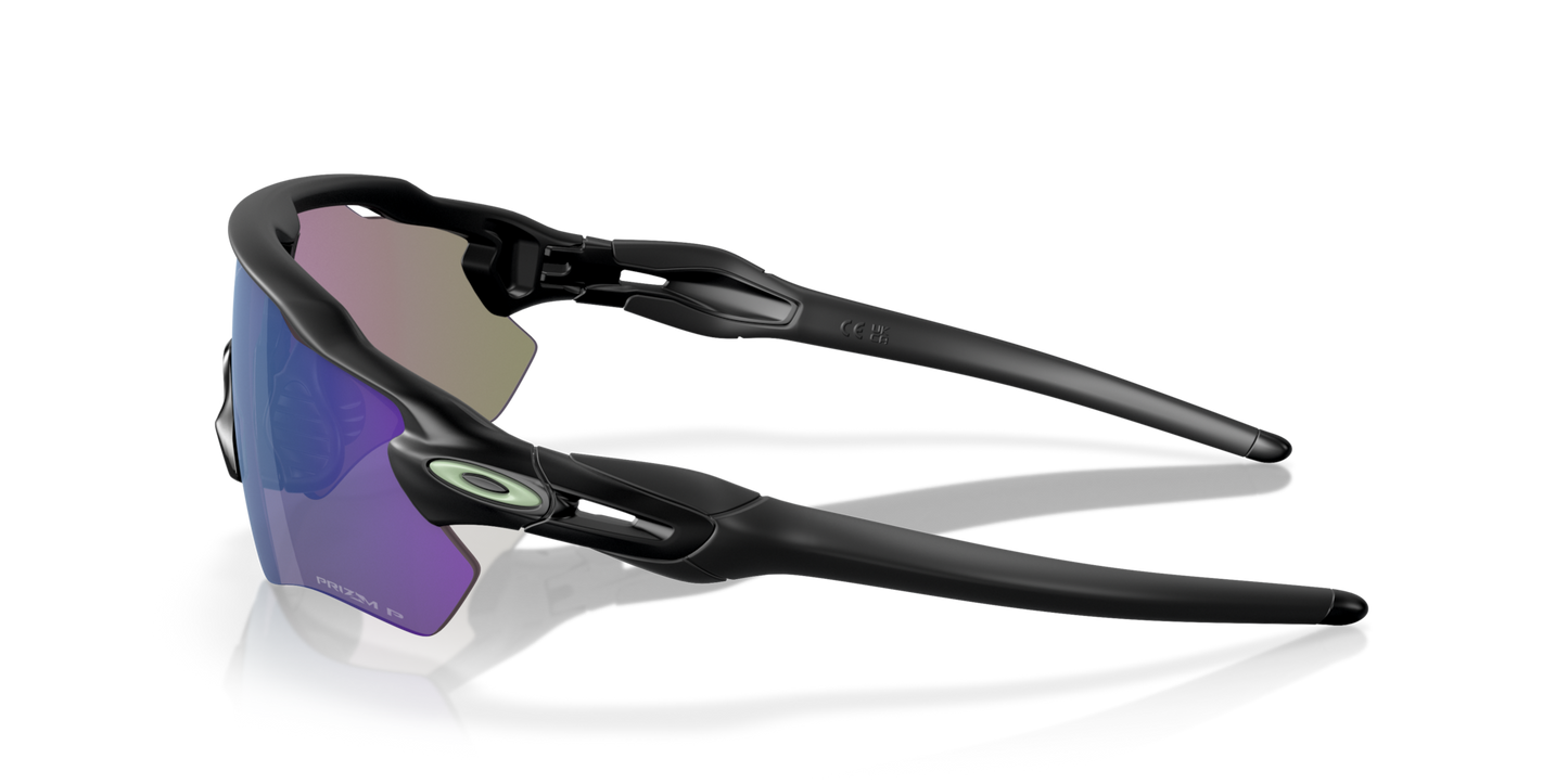 Oakley Radar EV Path Sunglasses side view - Colour: Matte Black / Prizm Jade Polarised