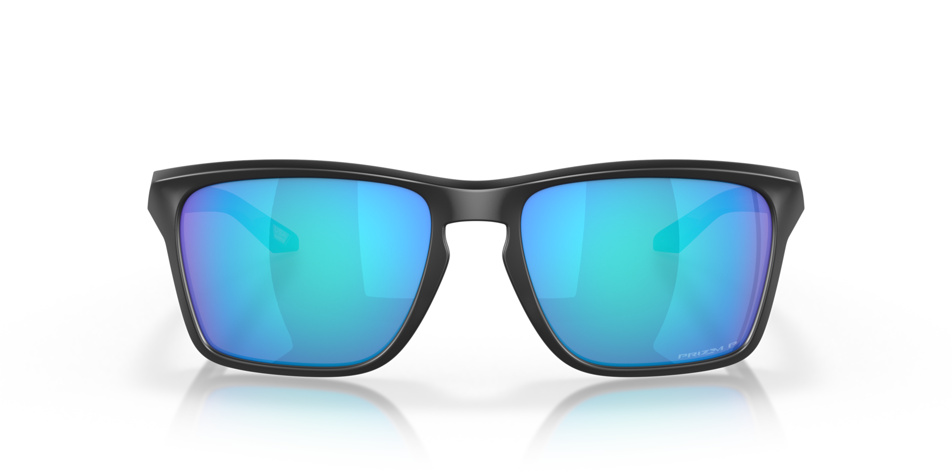 Oakley Sylas Sunglasses front view - Colour: Matte Black / Prizm Sapphire Polarised