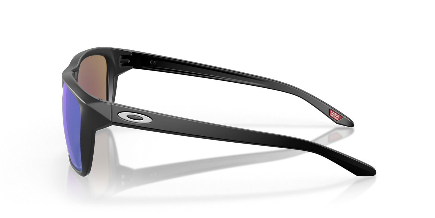 Oakley Sylas Sunglasses side view - Colour: Matte Black / Prizm Sapphire Polarised