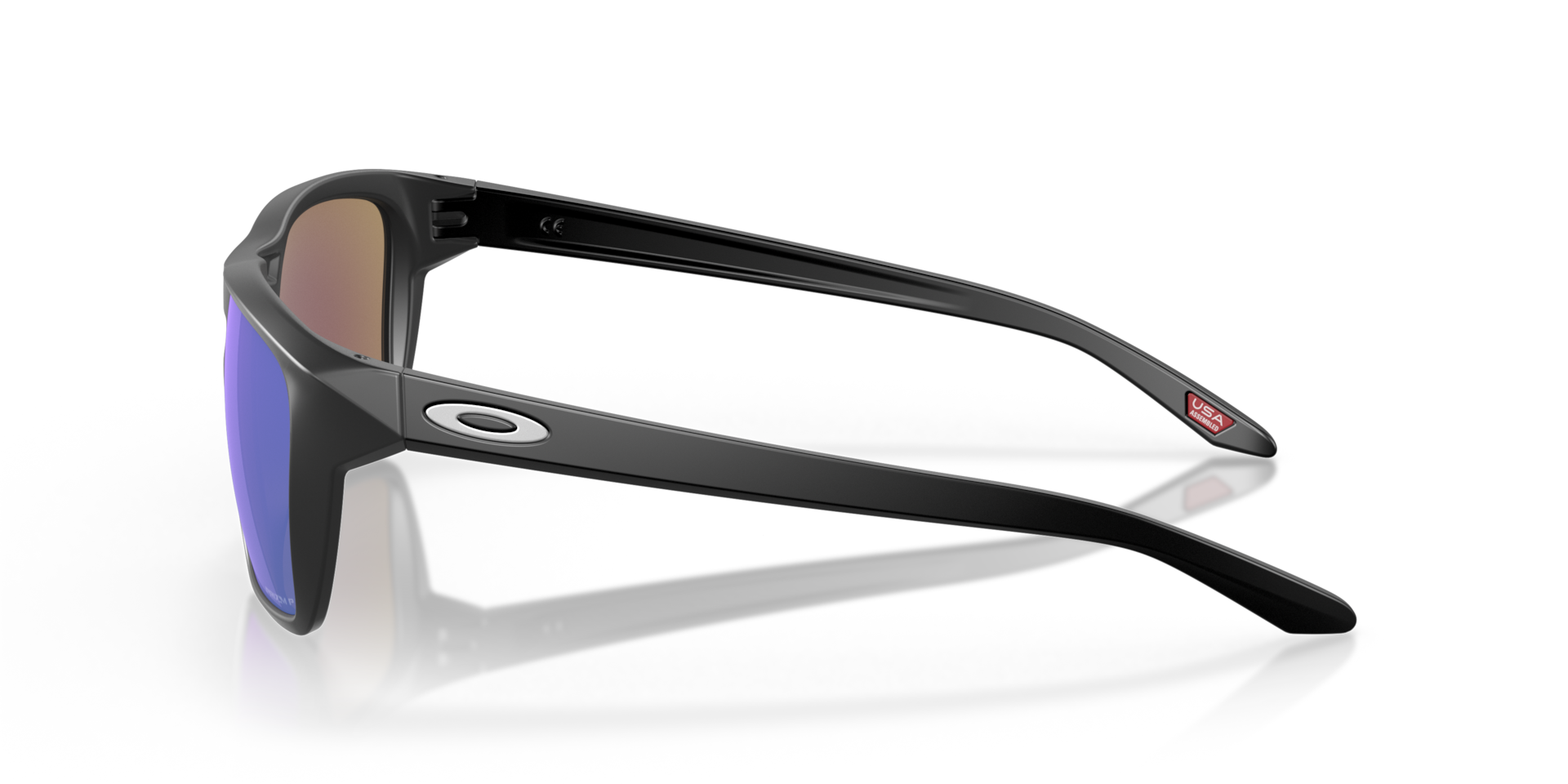 Oakley Sylas Sunglasses side view - Colour: Matte Black / Prizm Sapphire Polarised