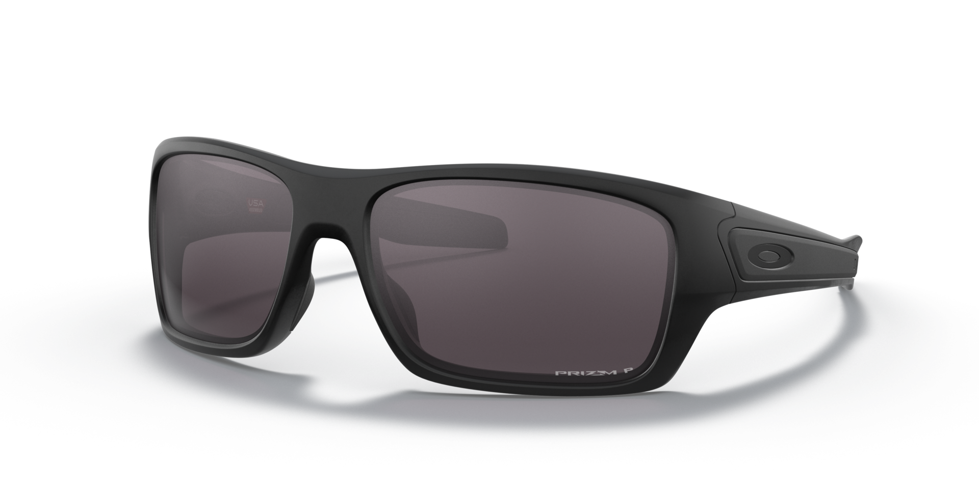 Oakley Turbine Sunglasses angle view - Colour: Matte Black / Prizm Grey Polarised