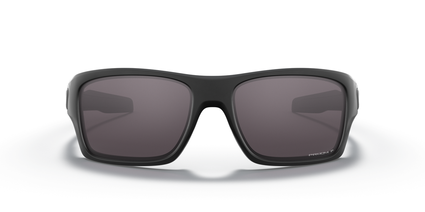 Oakley Turbine Sunglasses front view - Colour: Matte Black / Prizm Grey Polarised