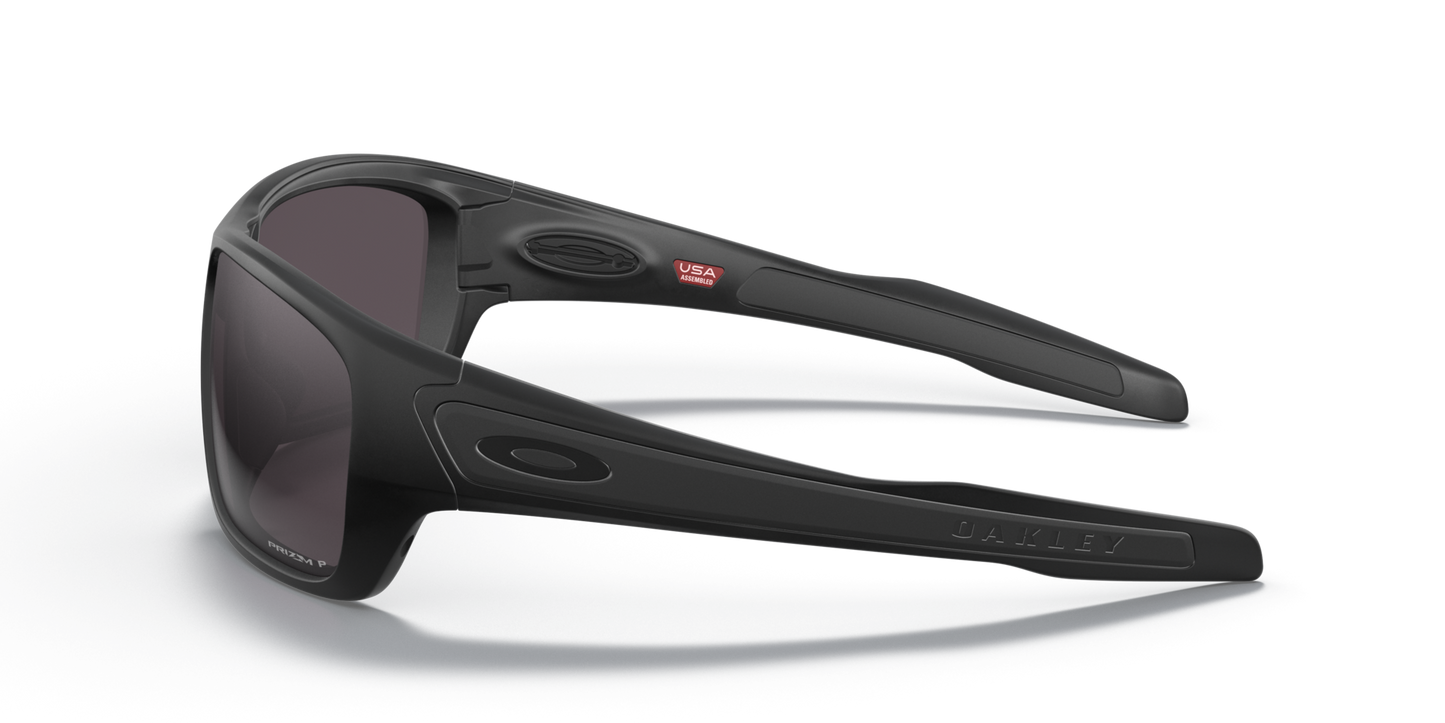 Oakley Turbine Sunglasses side view - Colour: Matte Black / Prizm Grey Polarised