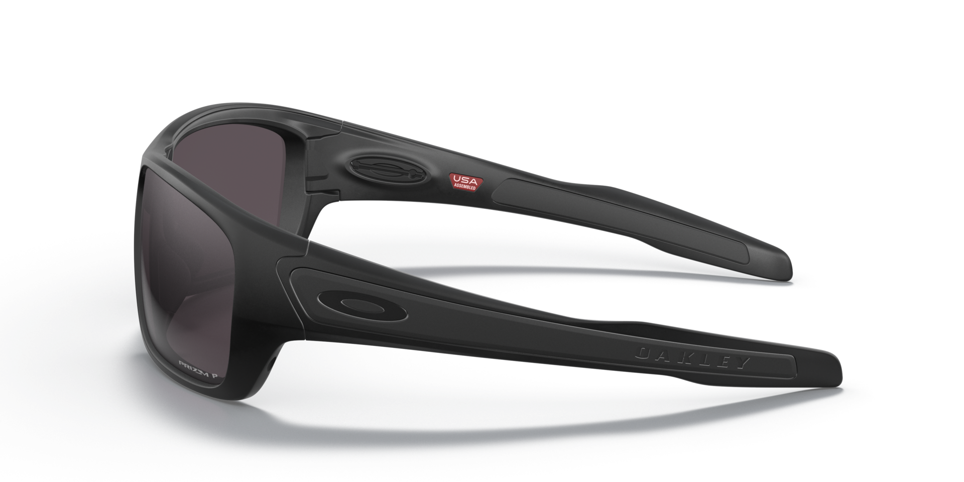 Oakley Turbine Sunglasses side view - Colour: Matte Black / Prizm Grey Polarised