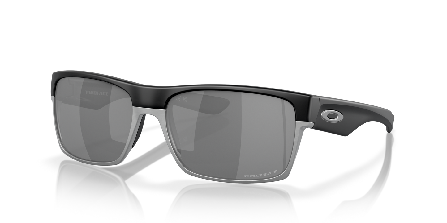Oakley TwoFace Sunglasses angle view - Colour: Matte Black / Prizm Black Polarised