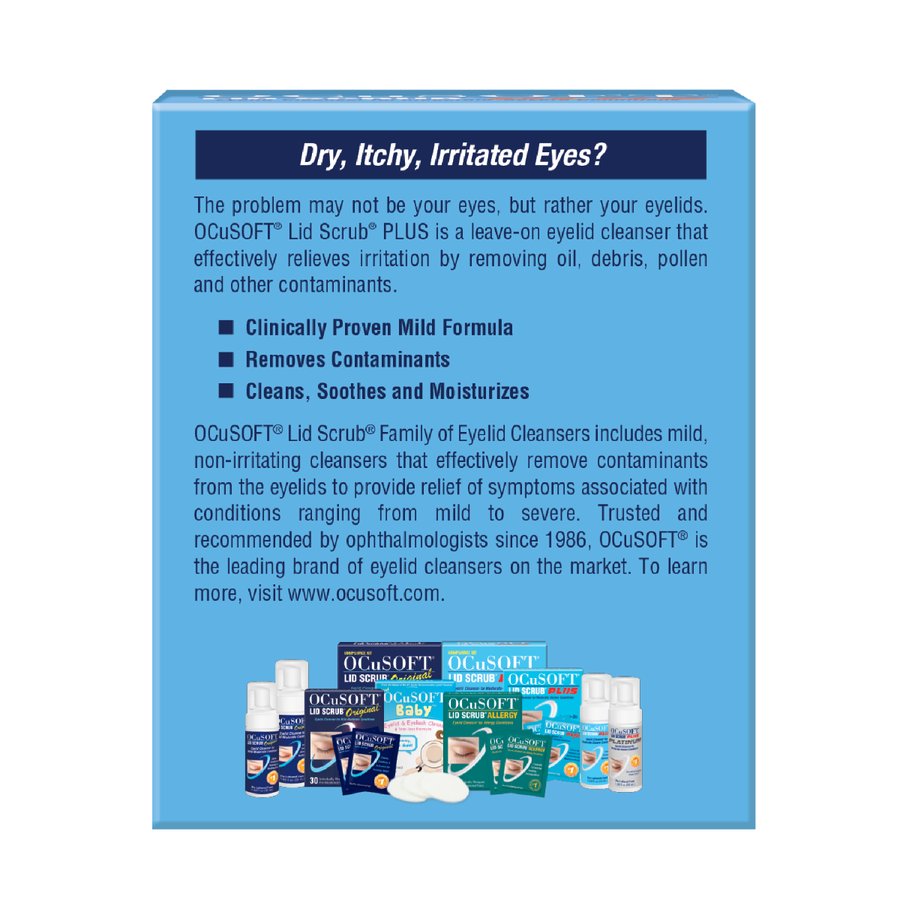 OCuSoft LidScrub Plus Sachets 30 Pack – rear packaging