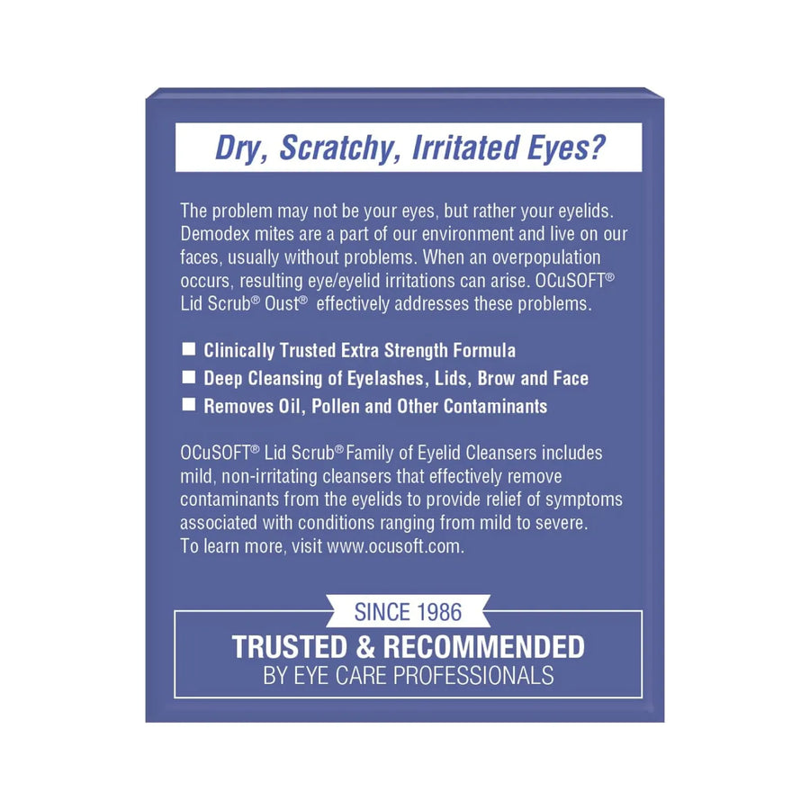 OCuSoft LidScrub Oust Sachets 30 Pack – rear packaging