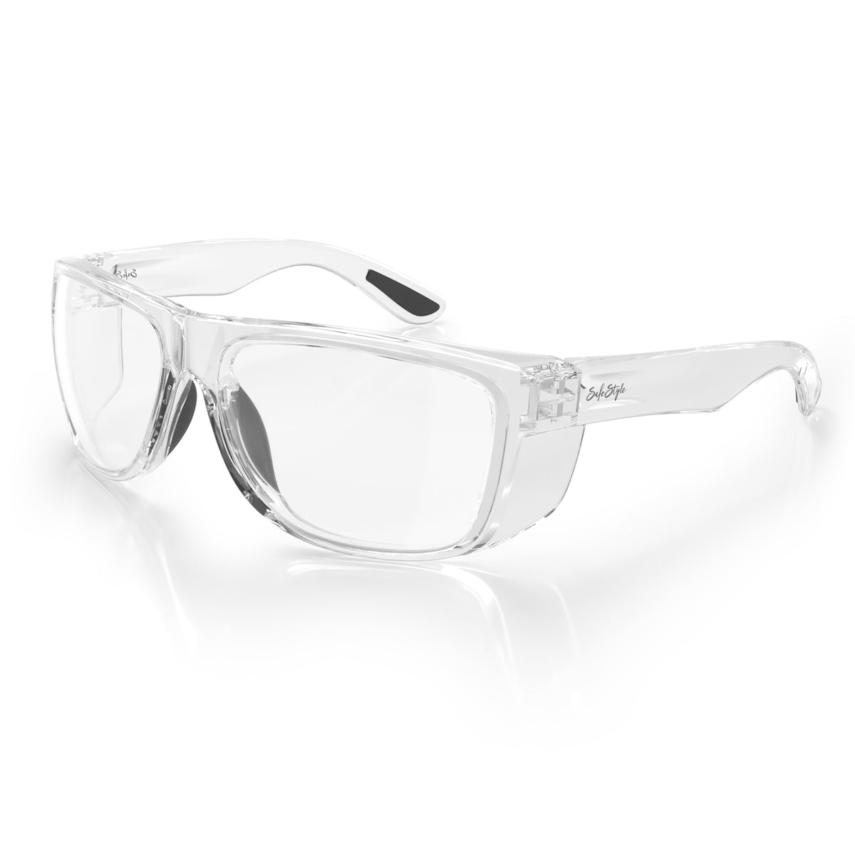 SafeStyle Rapids prescription safety glasses in Clear — angle view