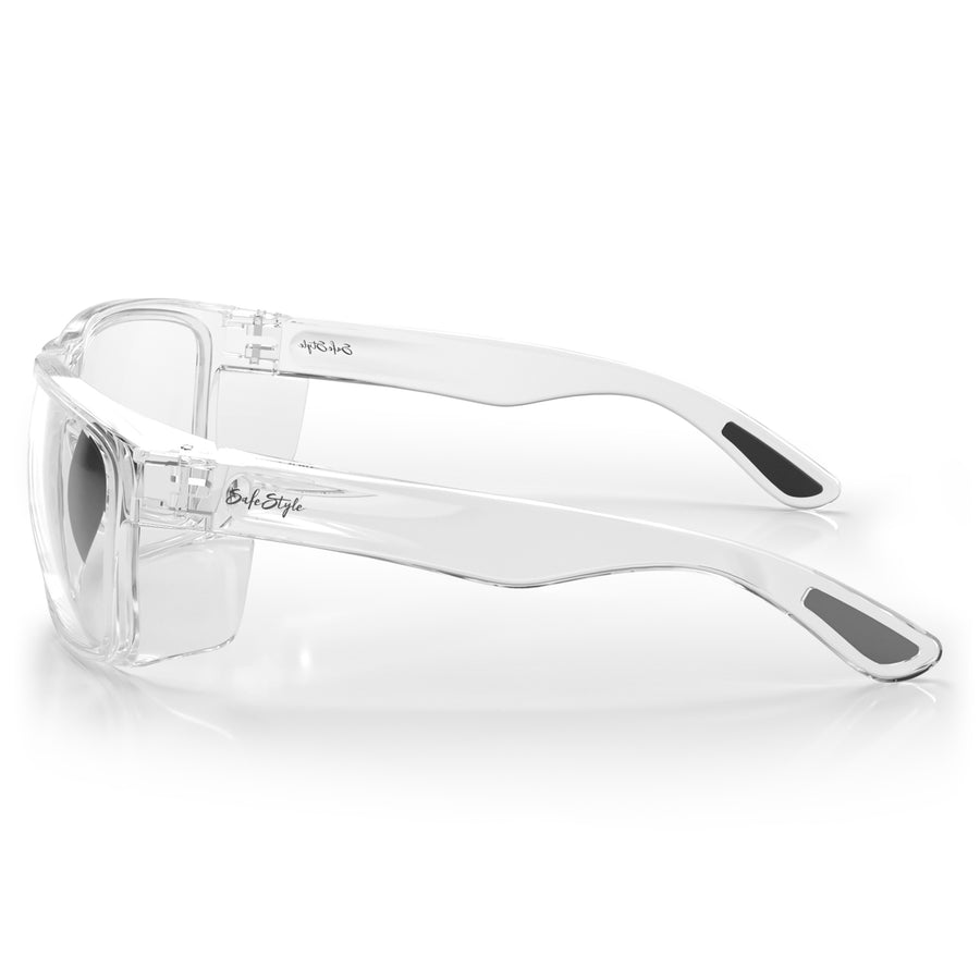 SafeStyle Rapids prescription safety glasses in Clear — side view