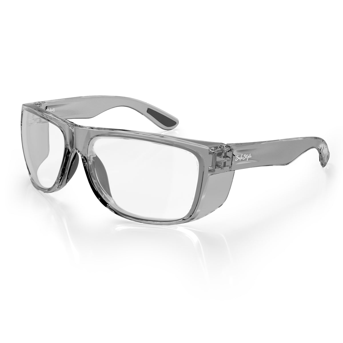 SafeStyle Rapids prescription safety glasses in Graphite — angle view