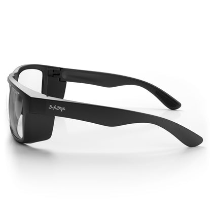 SafeStyle Rapids prescription safety glasses in Matte Black — side view
