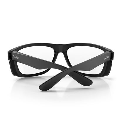 SafeStyle Rapids prescription safety glasses in Matte Black — back view